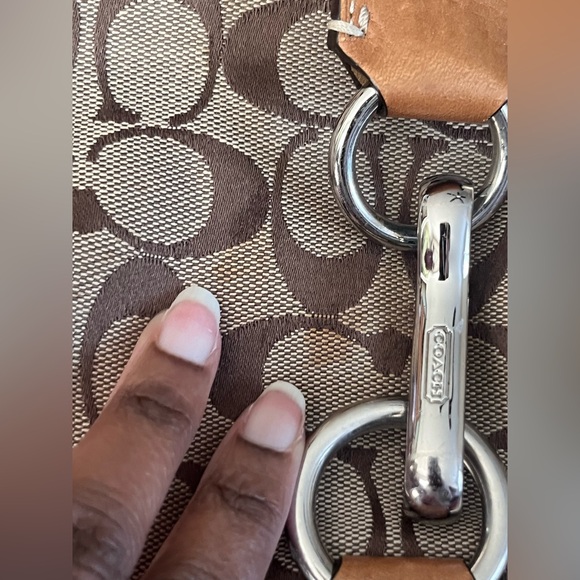 COACH Large Leather Hampton Signature Jacquard Clip Hobo Shoulderbag Brown - EUC - Picture 4 of 16